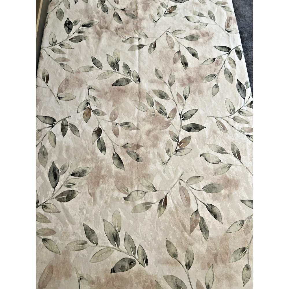 Watercolor Leaf Botanical Tablecloth Leaves Beige Green Tan 56 X 94 Rectangle